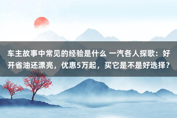 车主故事中常见的经验是什么 一汽各人探歌：好开省油还漂亮，优惠5万起，买它是不是好选择？