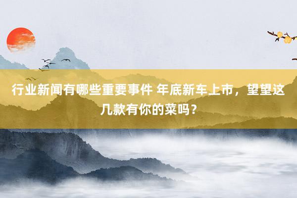 行业新闻有哪些重要事件 年底新车上市，望望这几款有你的菜吗？