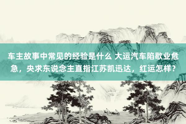 车主故事中常见的经验是什么 大运汽车陷歇业危急，央求东说念主直指江苏凯迅达，红运怎样？