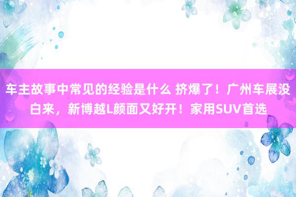 车主故事中常见的经验是什么 挤爆了！广州车展没白来，新博越L颜面又好开！家用SUV首选