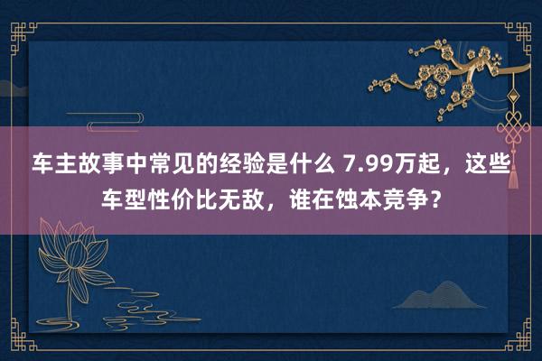 车主故事中常见的经验是什么 7.99万起，这些车型性价比无敌，谁在蚀本竞争？