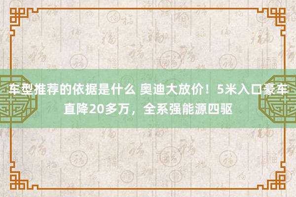 车型推荐的依据是什么 奥迪大放价！5米入口豪车直降20多万，全系强能源四驱