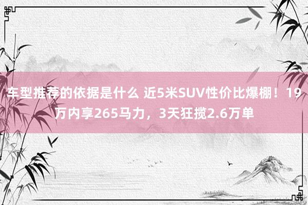 车型推荐的依据是什么 近5米SUV性价比爆棚！19万内享265马力，3天狂揽2.6万单