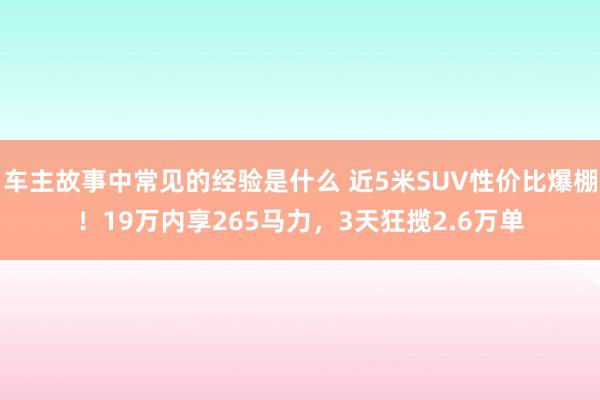 车主故事中常见的经验是什么 近5米SUV性价比爆棚！19万内享265马力，3天狂揽2.6万单