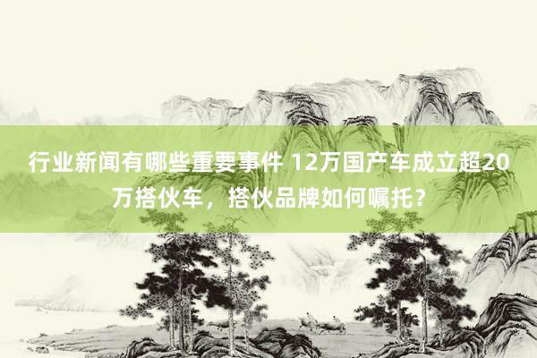 行业新闻有哪些重要事件 12万国产车成立超20万搭伙车，搭伙品牌如何嘱托？