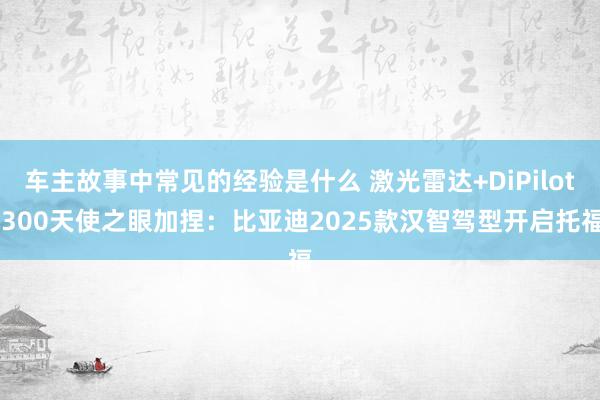 车主故事中常见的经验是什么 激光雷达+DiPilot 300天使之眼加捏：比亚迪2025款汉智驾型开启托福