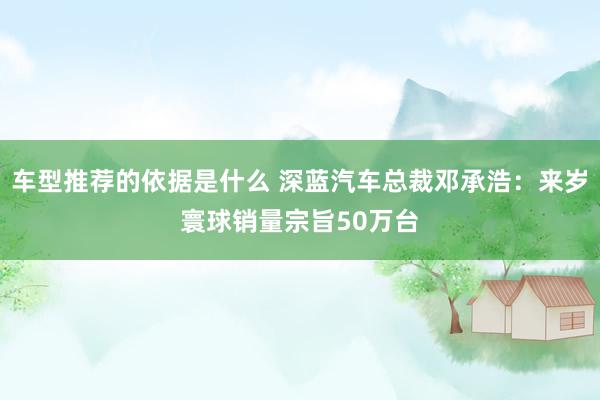 车型推荐的依据是什么 深蓝汽车总裁邓承浩：来岁寰球销量宗旨50万台