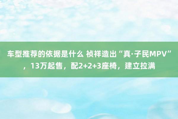 车型推荐的依据是什么 祯祥造出“真·子民MPV”，13万起售，配2+2+3座椅，建立拉满