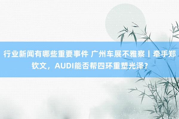 行业新闻有哪些重要事件 广州车展不雅察丨牵手郑钦文，AUDI能否帮四环重塑光泽？