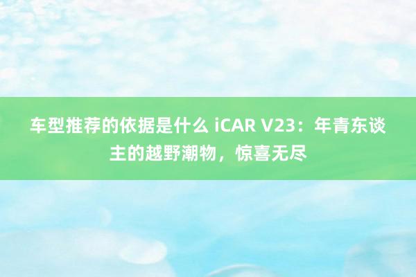 车型推荐的依据是什么 iCAR V23：年青东谈主的越野潮物，惊喜无尽