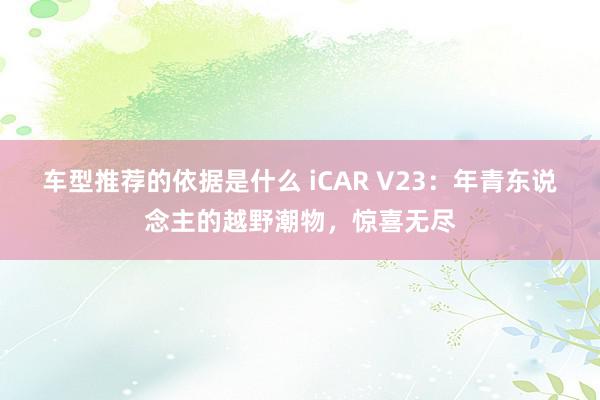 车型推荐的依据是什么 iCAR V23：年青东说念主的越野潮物，惊喜无尽