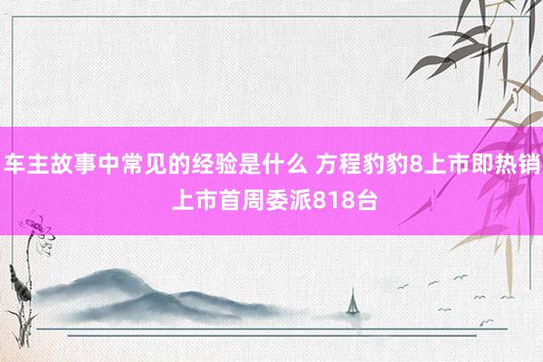 车主故事中常见的经验是什么 方程豹豹8上市即热销 上市首周委派818台