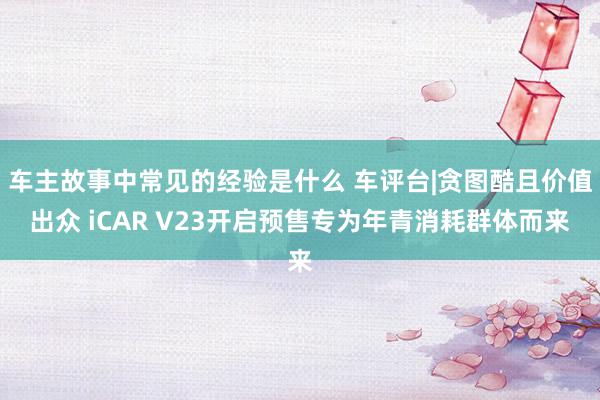 车主故事中常见的经验是什么 车评台|贪图酷且价值出众 iCAR V23开启预售专为年青消耗群体而来