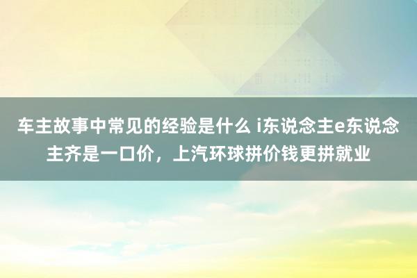 车主故事中常见的经验是什么 i东说念主e东说念主齐是一口价，上汽环球拼价钱更拼就业