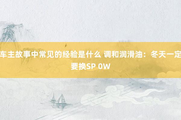 车主故事中常见的经验是什么 调和润滑油：冬天一定要换SP 0W