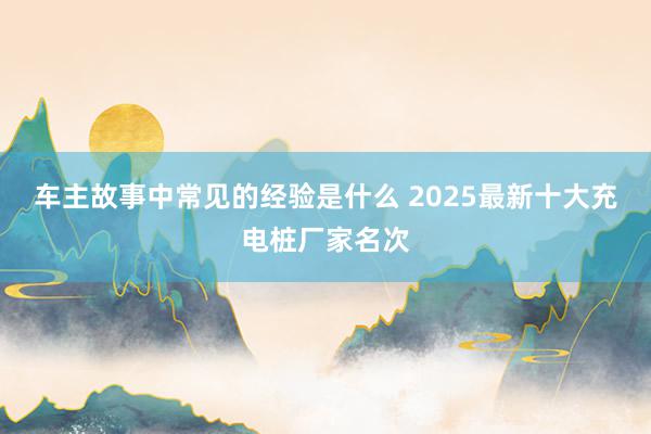 车主故事中常见的经验是什么 2025最新十大充电桩厂家名次