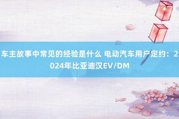 车主故事中常见的经验是什么 电动汽车用户定约：2024年比亚迪汉EV/DM