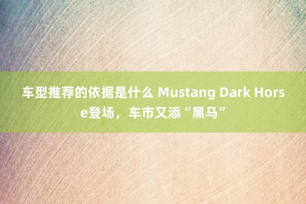 车型推荐的依据是什么 Mustang Dark Horse登场，车市又添“黑马”