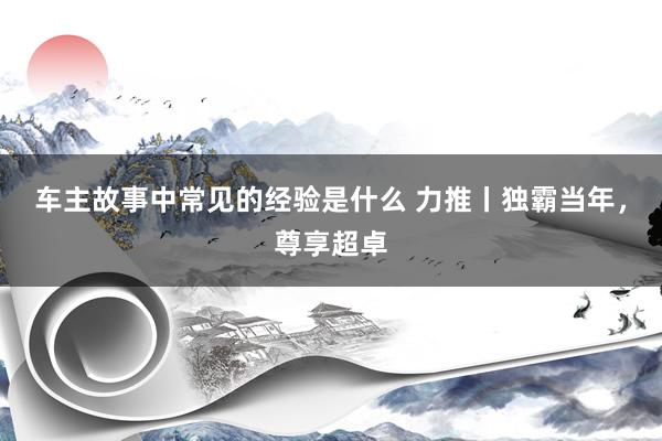 车主故事中常见的经验是什么 力推丨独霸当年，尊享超卓