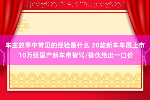 车主故事中常见的经验是什么 20款新车车展上市 10万级国产新车带智驾/搭伙给出一口价