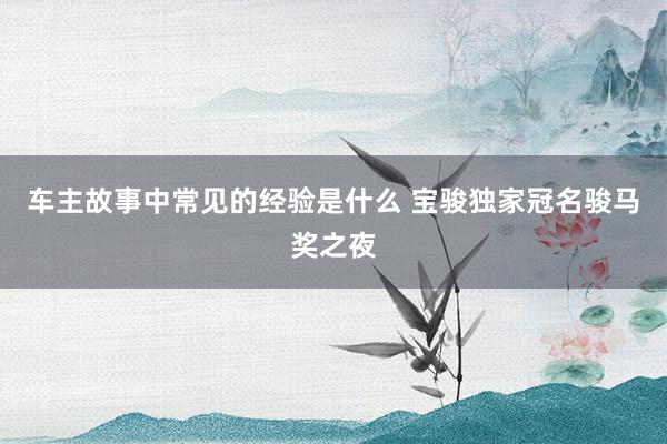 车主故事中常见的经验是什么 宝骏独家冠名骏马奖之夜