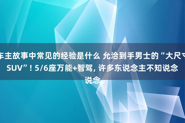 车主故事中常见的经验是什么 允洽到手男士的“大尺寸SUV”! 5/6座万能+智驾, 许多东说念主不知说念