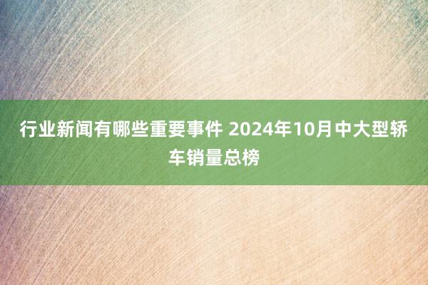 行业新闻有哪些重要事件 2024年10月中大型轿车销量总榜