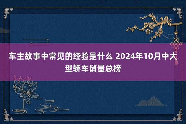 车主故事中常见的经验是什么 2024年10月中大型轿车销量总榜