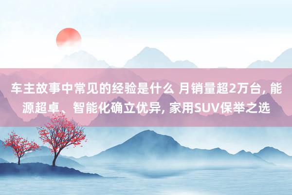 车主故事中常见的经验是什么 月销量超2万台, 能源超卓、智能化确立优异, 家用SUV保举之选