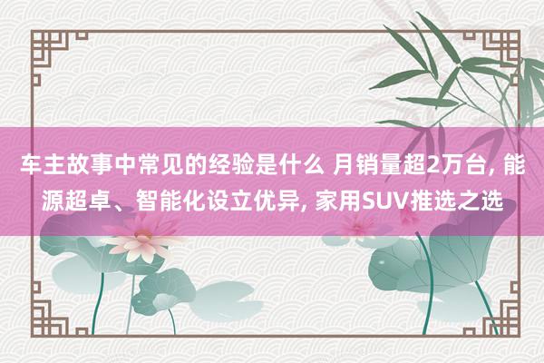 车主故事中常见的经验是什么 月销量超2万台, 能源超卓、智能化设立优异, 家用SUV推选之选