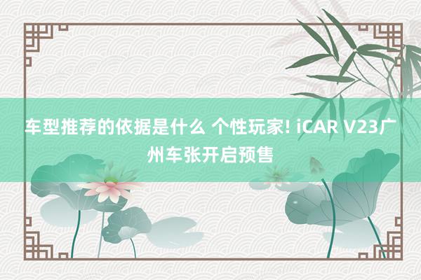 车型推荐的依据是什么 个性玩家! iCAR V23广州车张开启预售