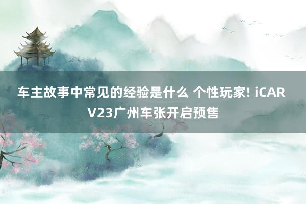 车主故事中常见的经验是什么 个性玩家! iCAR V23广州车张开启预售