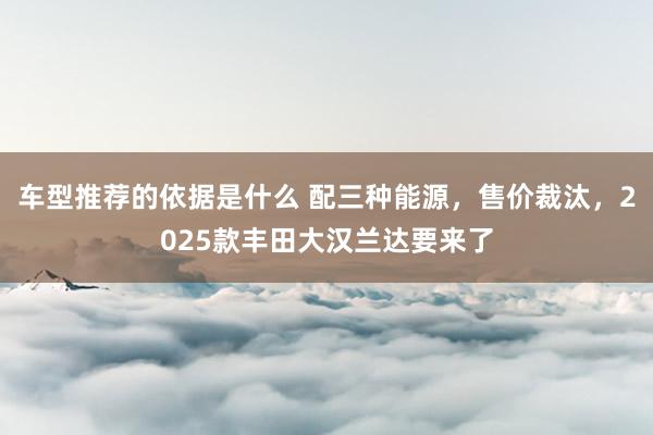 车型推荐的依据是什么 配三种能源，售价裁汰，2025款丰田大汉兰达要来了