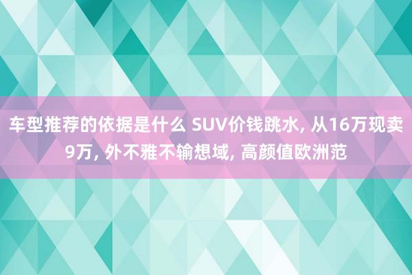 车型推荐的依据是什么 SUV价钱跳水, 从16万现卖9万, 外不雅不输想域, 高颜值欧洲范