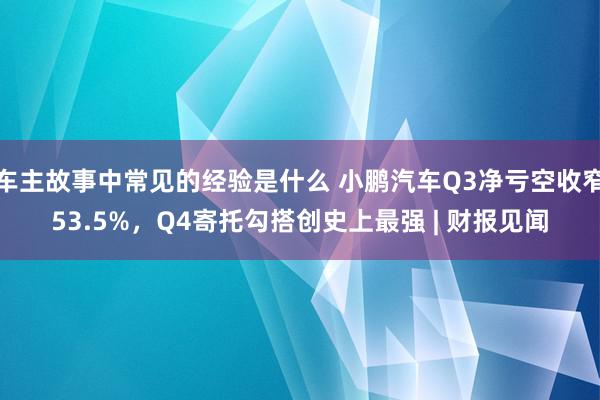 车主故事中常见的经验是什么 小鹏汽车Q3净亏空收窄53.5%，Q4寄托勾搭创史上最强 | 财报见闻