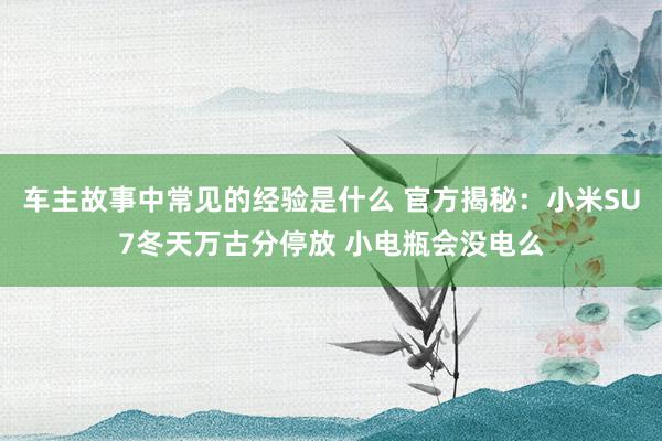 车主故事中常见的经验是什么 官方揭秘：小米SU7冬天万古分停放 小电瓶会没电么