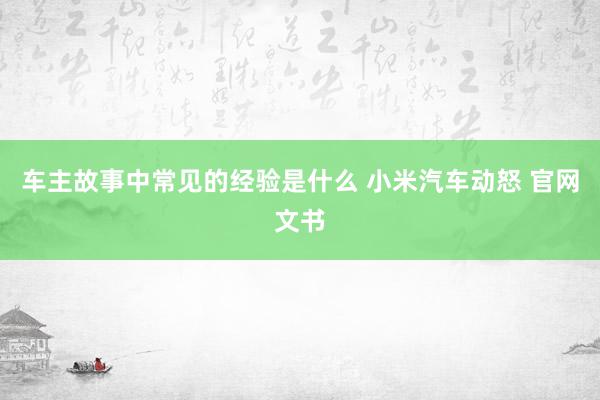 车主故事中常见的经验是什么 小米汽车动怒 官网文书