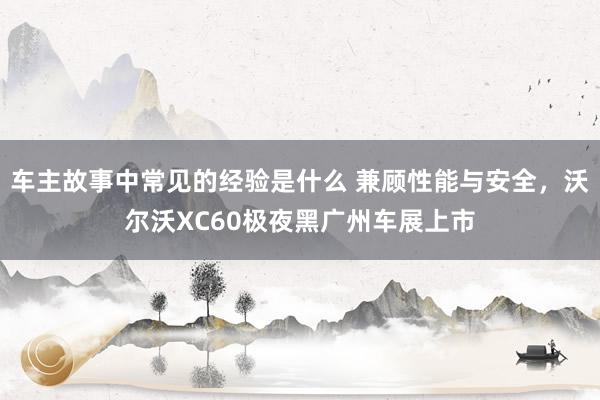 车主故事中常见的经验是什么 兼顾性能与安全，沃尔沃XC60极夜黑广州车展上市