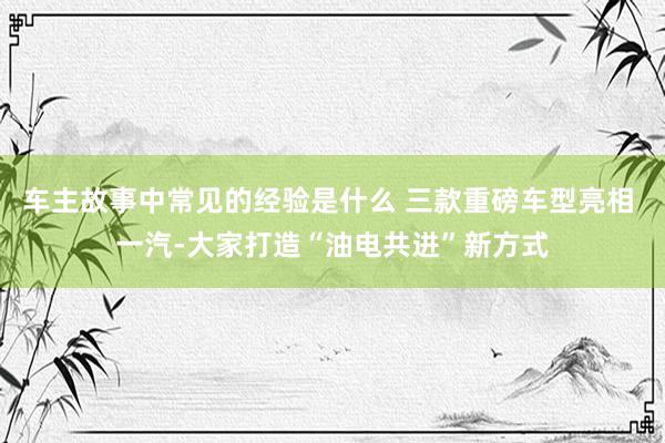 车主故事中常见的经验是什么 三款重磅车型亮相 一汽-大家打造“油电共进”新方式