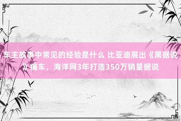 车主故事中常见的经验是什么 比亚迪展出《黑据说》痛车，海洋网3年打造350万销量据说