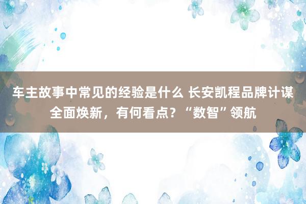 车主故事中常见的经验是什么 长安凯程品牌计谋全面焕新，有何看点？“数智”领航