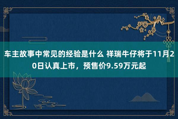 车主故事中常见的经验是什么 祥瑞牛仔将于11月20日认真上市，预售价9.59万元起