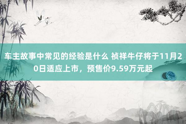 车主故事中常见的经验是什么 祯祥牛仔将于11月20日适应上市，预售价9.59万元起